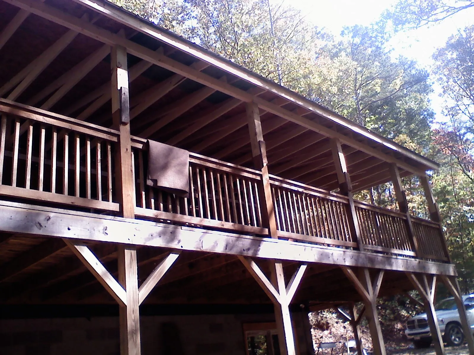 Timber framing under a new elevated porch and deck — Roof Leak Repair in Pownal by Roofing Brothers
